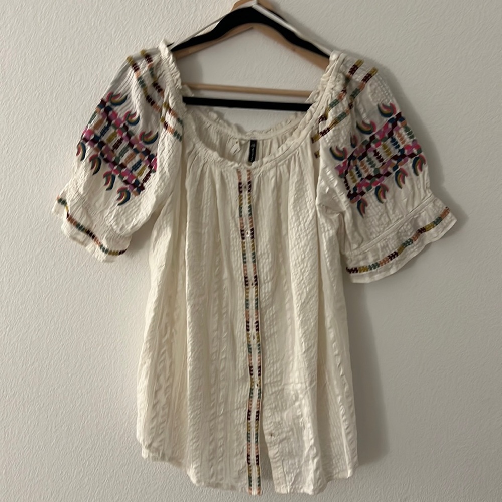 Anthro embroidered top